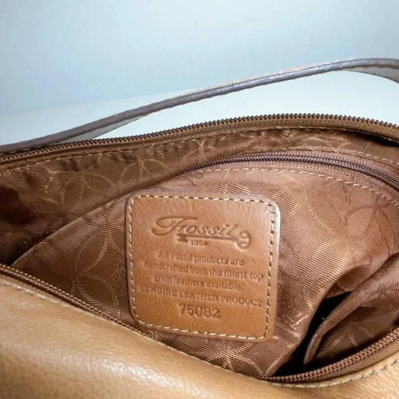 Fossil Leather Brown Key Chain Hobo Shoulder Bag - Picture 13 of 15